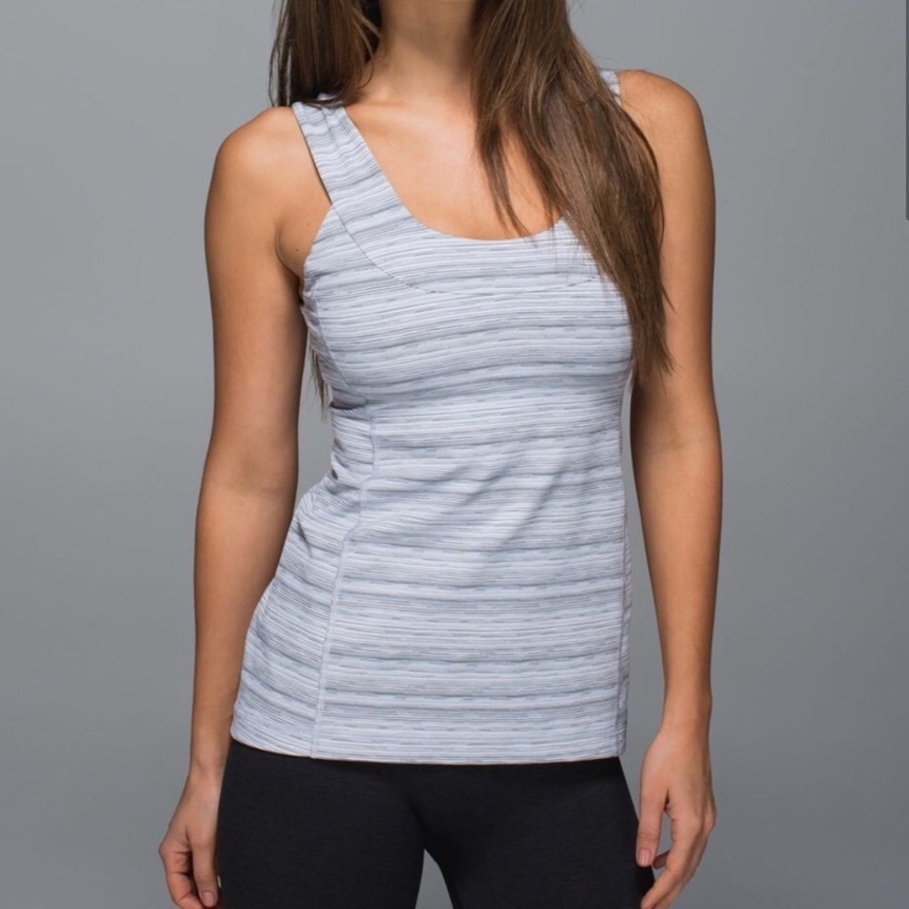 lululemon athletica Light Gray Striped Tank Top